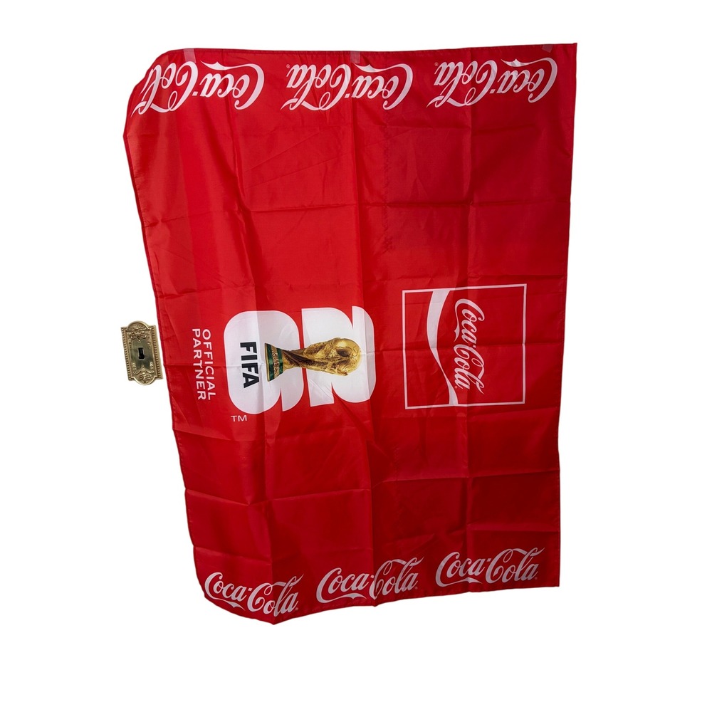 Coca-Cola FIFA World Cup Official Partner Flag Red White Soccer Banner Trophy